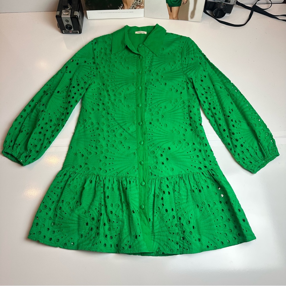 Sunday Up Emerald Eyelet Dress | Eyelet Lace · Cottagecore / Spring Event